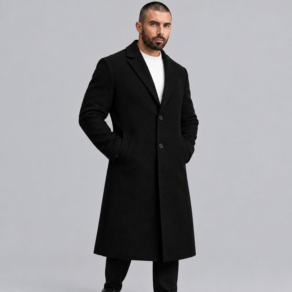 Men's Wool Blend Single-Breasted Overcoat