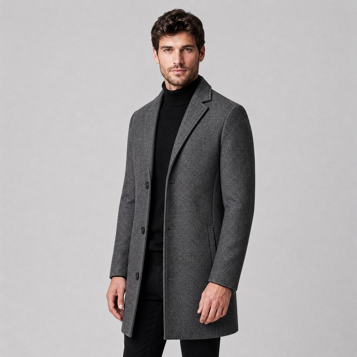Men's Wool Single-Breasted Overcoat