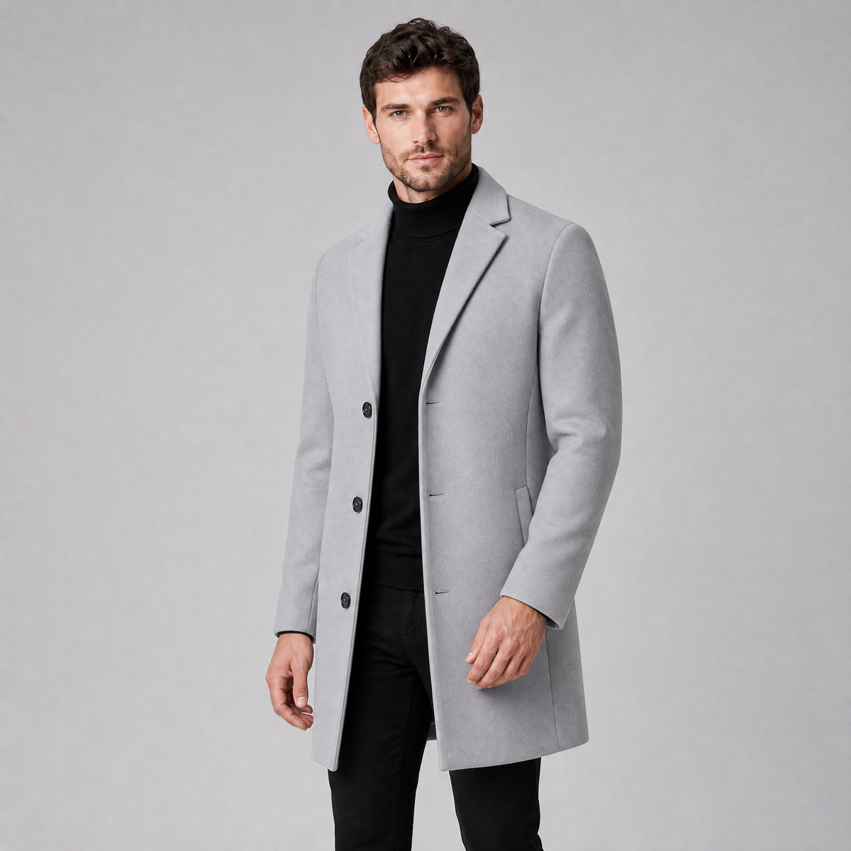 Men's Wool Single-Breasted Overcoat