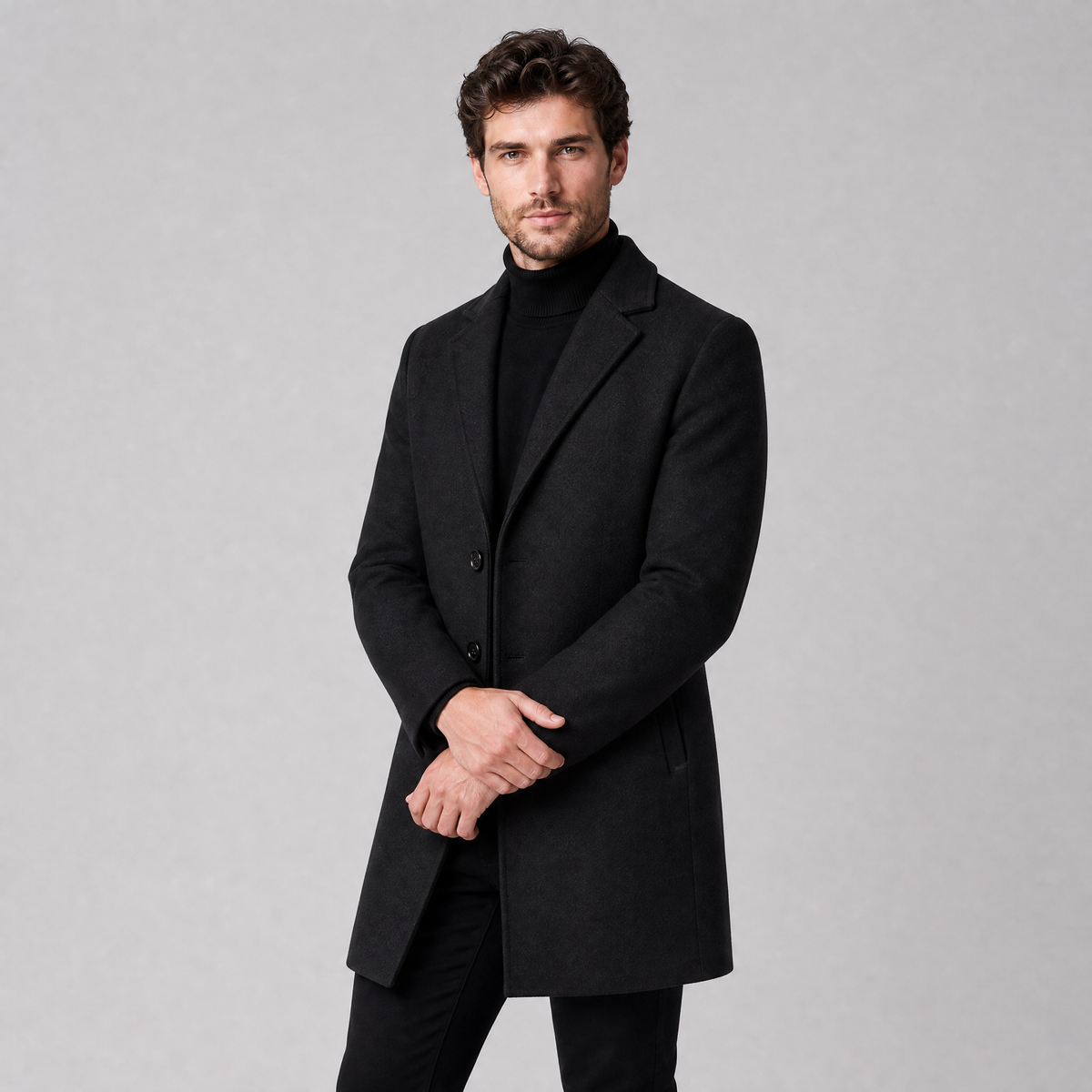 Men's Wool Single-Breasted Overcoat