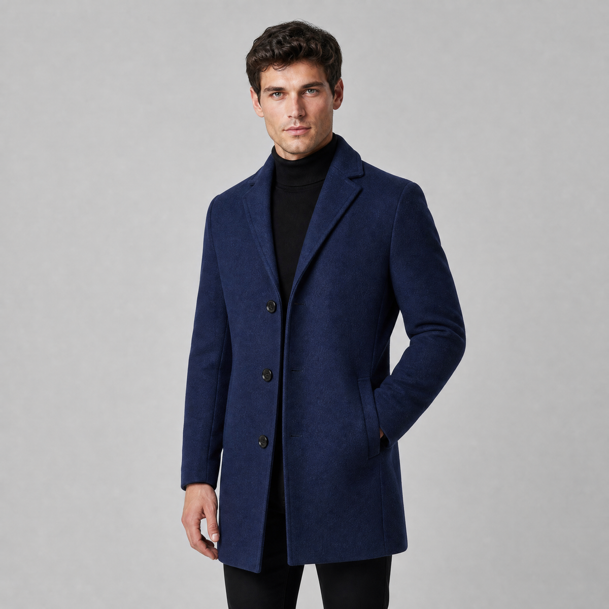 Men's Wool Single-Breasted Overcoat