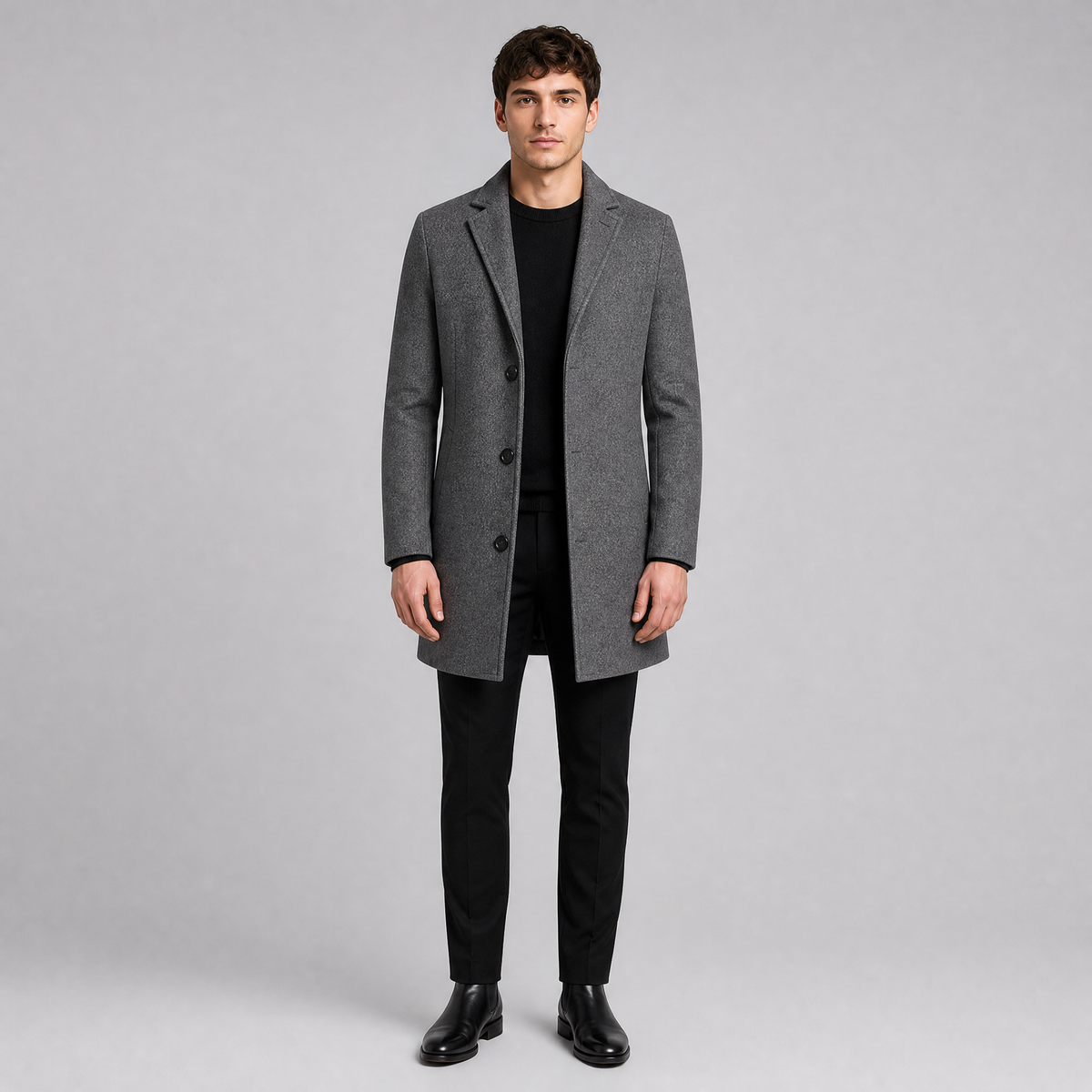 Men's Wool Single-Breasted Overcoat