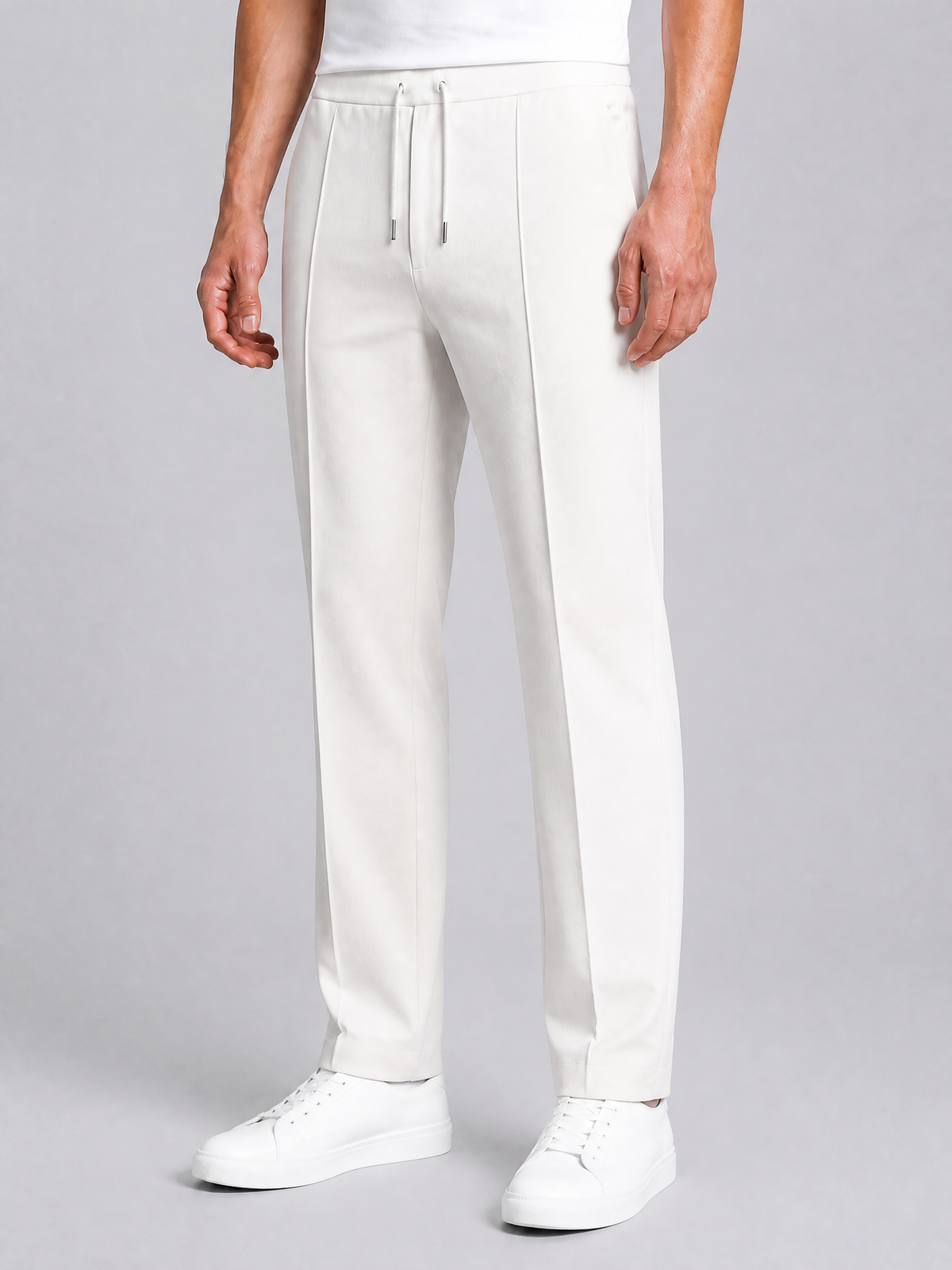 Men's Woven Blend Drawstring Straight Leg Trousers