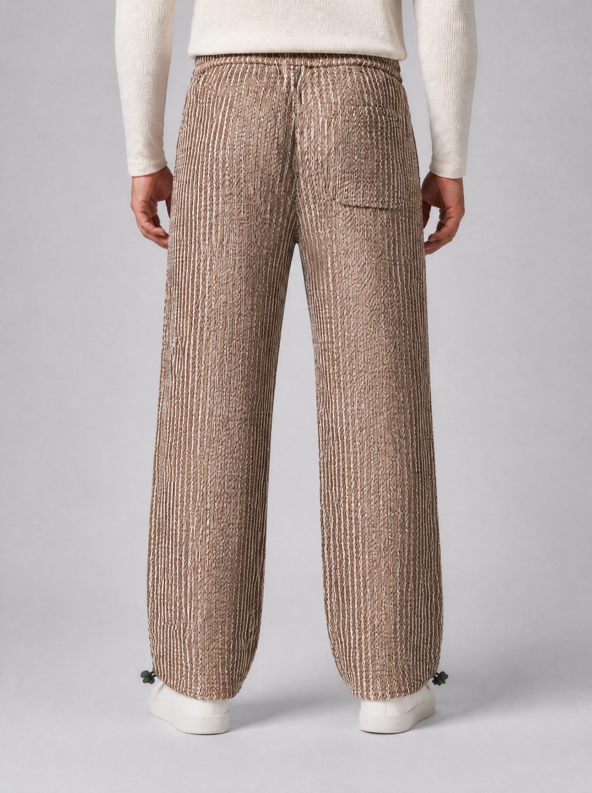 Men's Woven Blend Drawstring Wide Leg Trousers