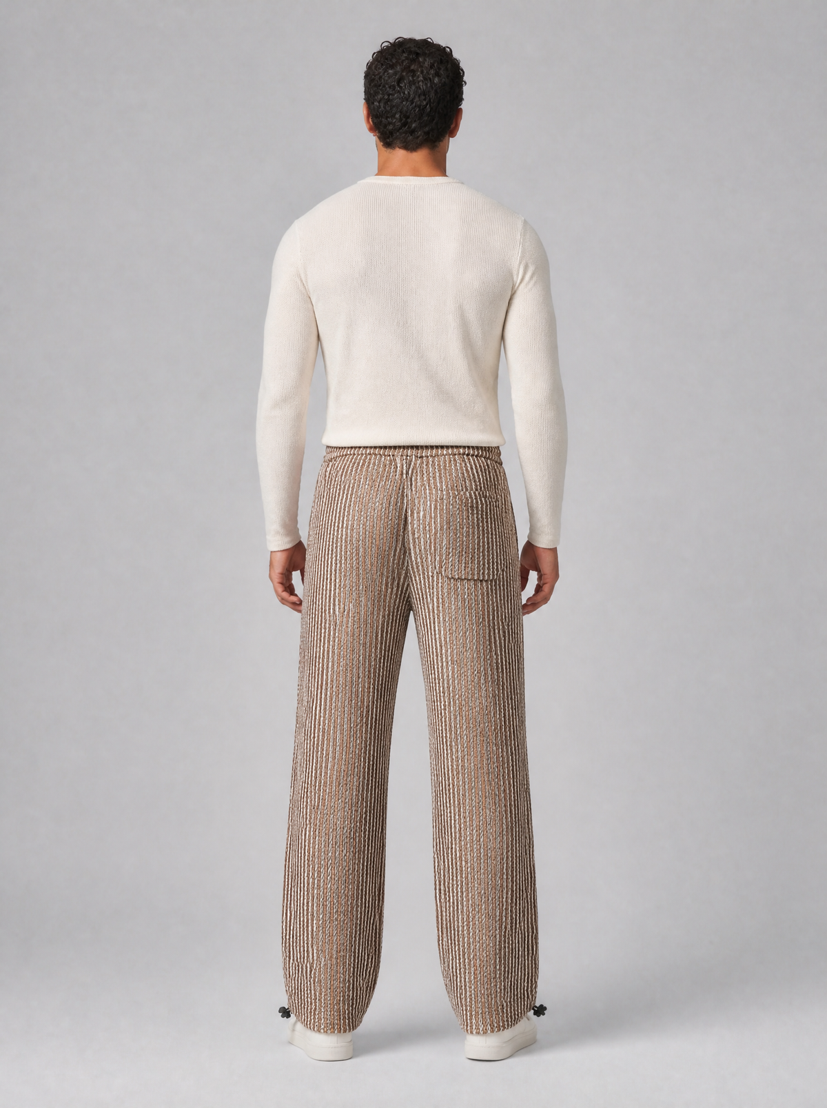 Men's Woven Blend Drawstring Wide Leg Trousers