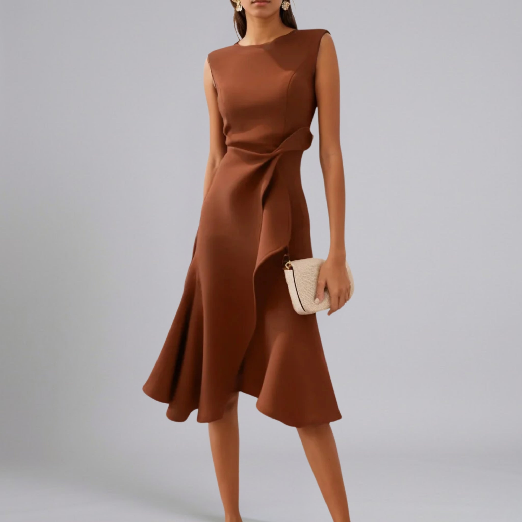 Women’s Asymmetric High-Neck Knotted Evening Dress