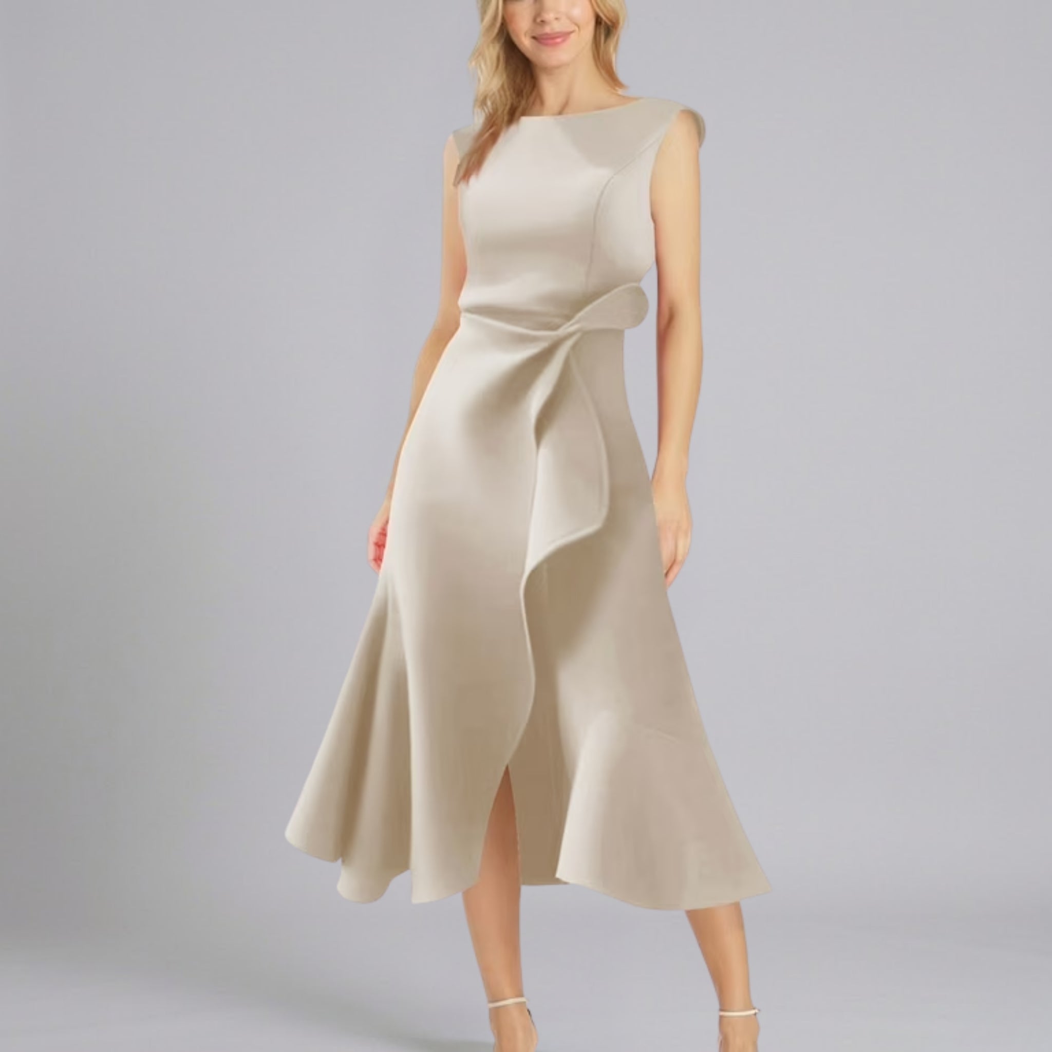 Women’s Asymmetric High-Neck Knotted Evening Dress