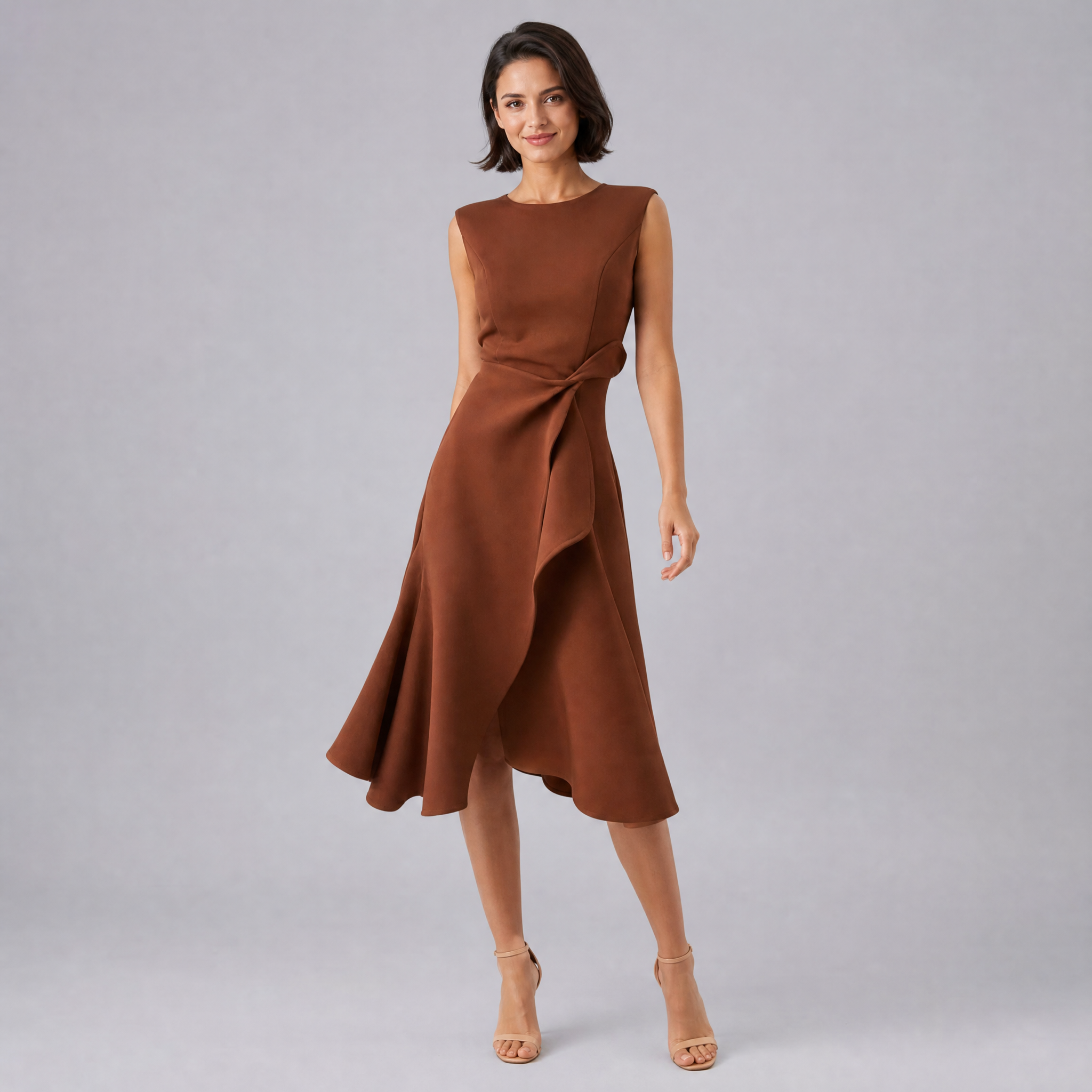 Women’s Asymmetric High-Neck Knotted Evening Dress