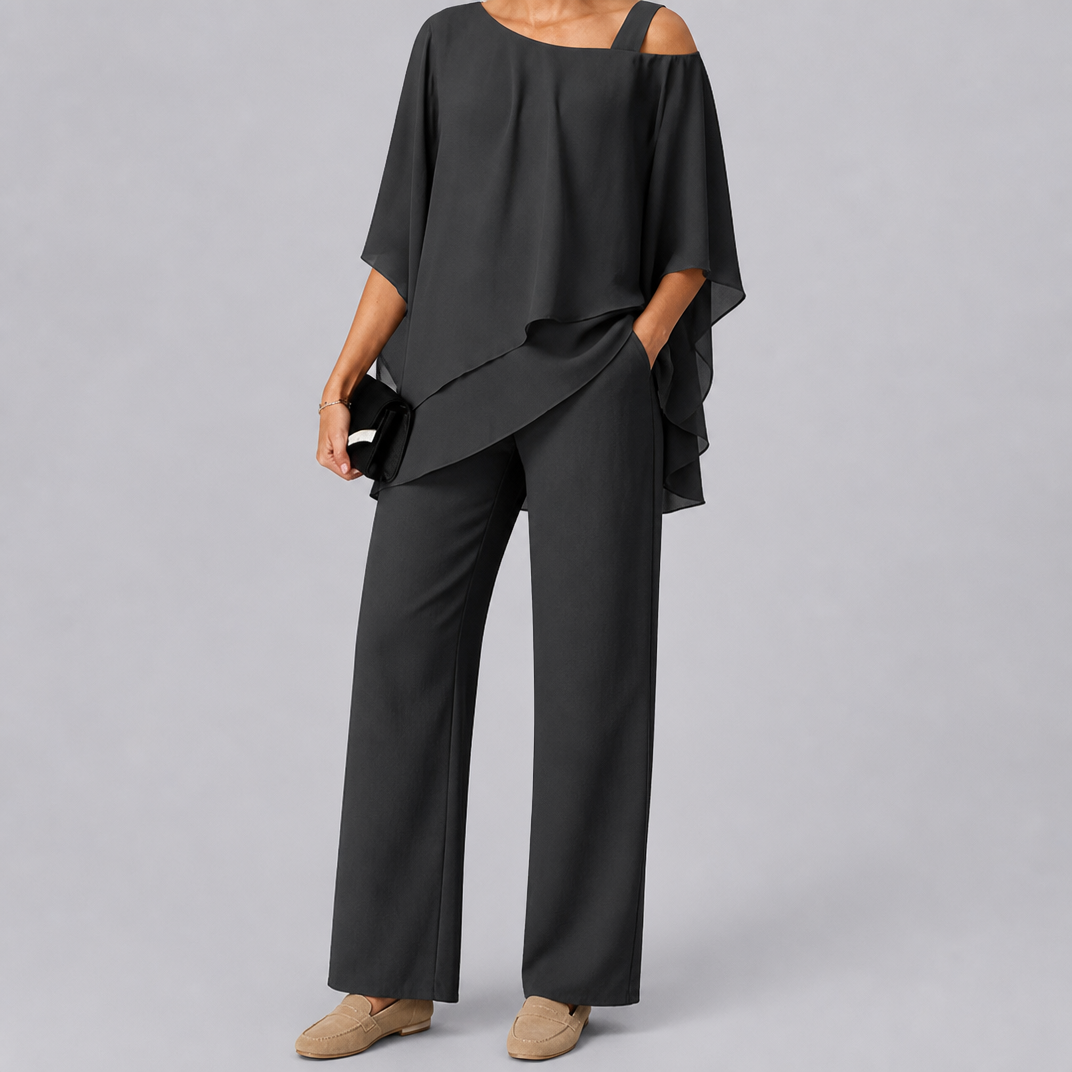 Women’s Asymmetric Layered Chiffon Set