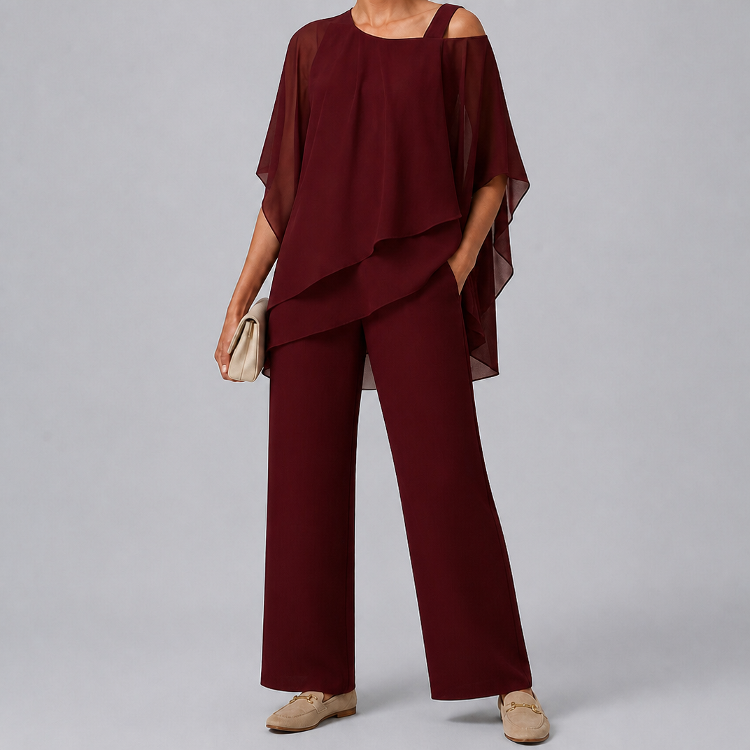 Women’s Asymmetric Layered Chiffon Set