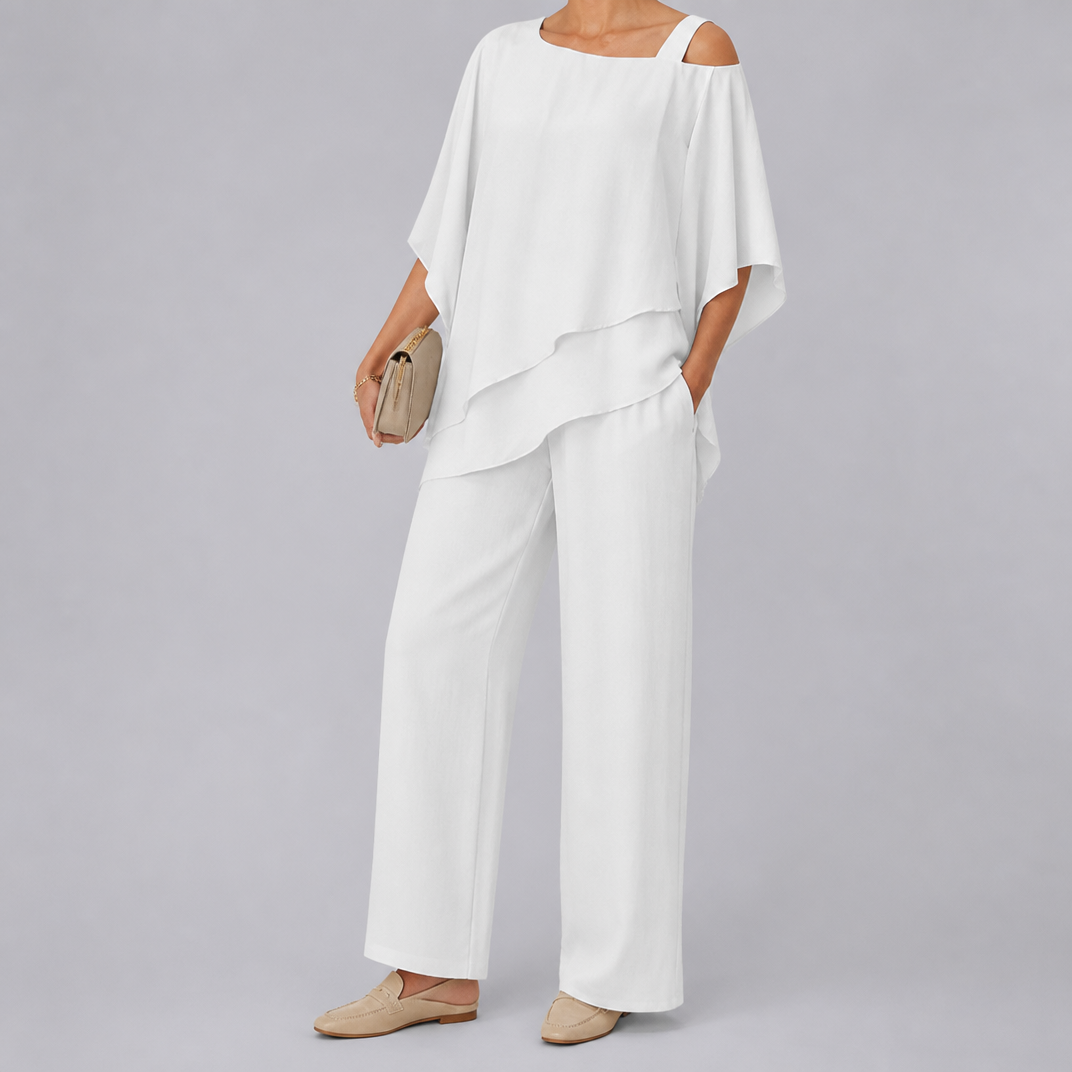 Women’s Asymmetric Layered Chiffon Set