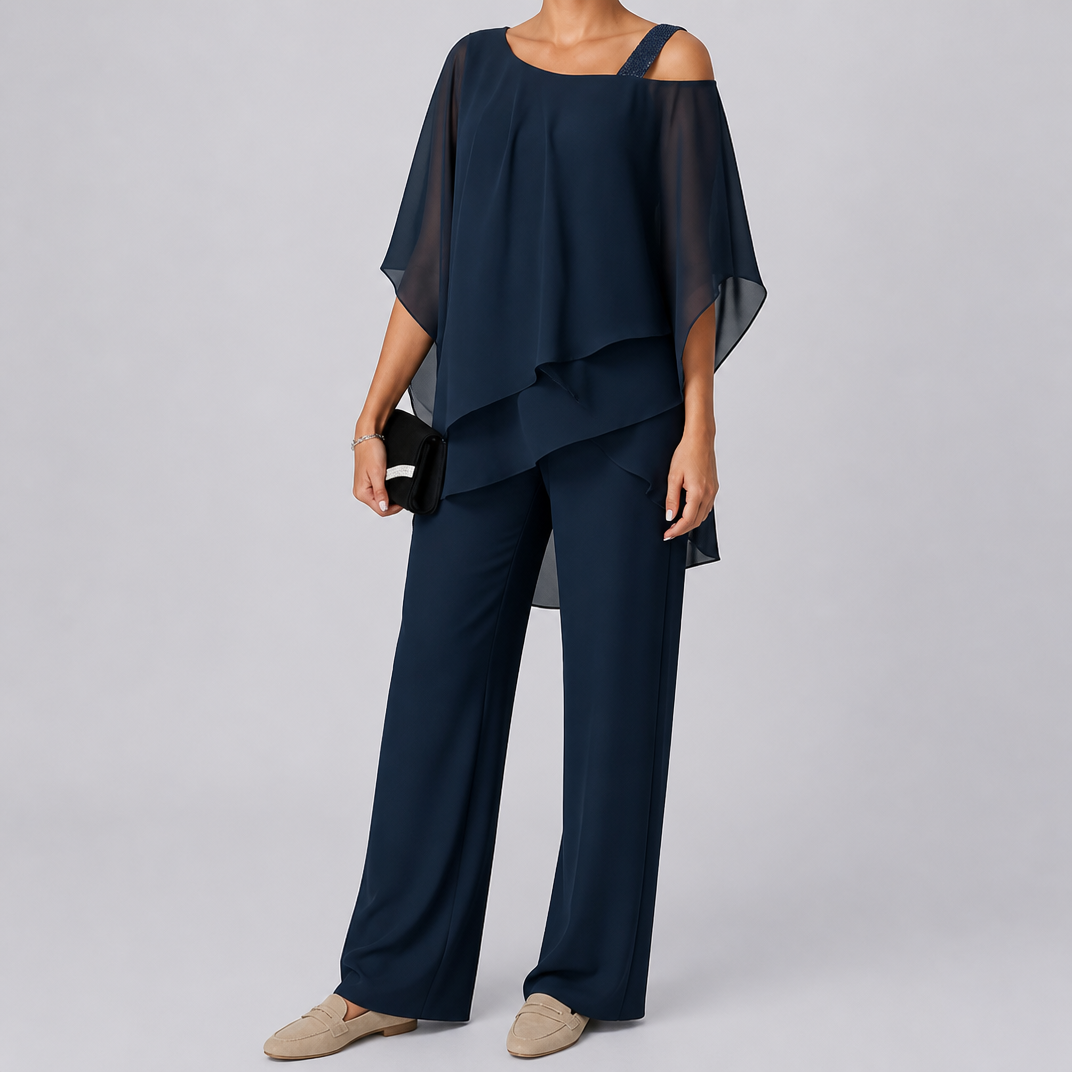 Women’s Asymmetric Layered Chiffon Set