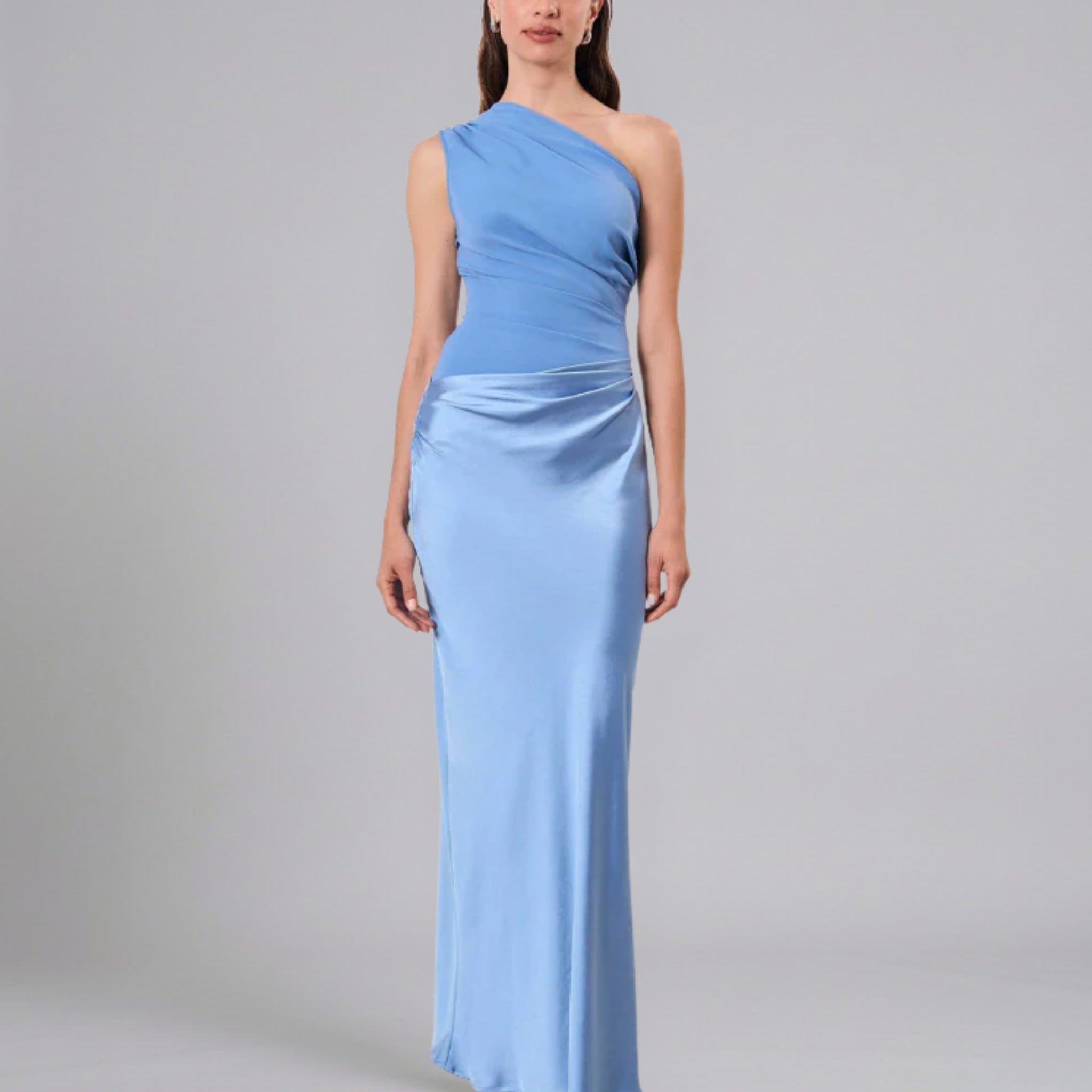 Women’s Asymmetric Ruched Draped Maxi Dress