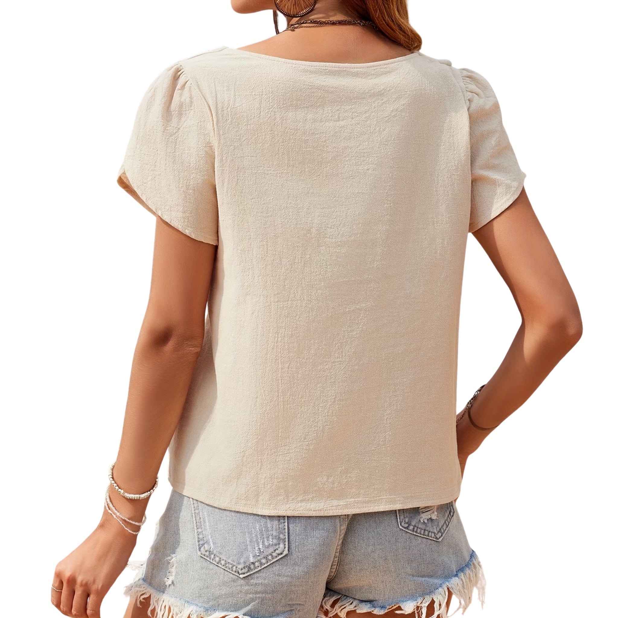 Women’s Asymmetrical Cold-Shoulder Blouse with Smooth-Finish Silhouette