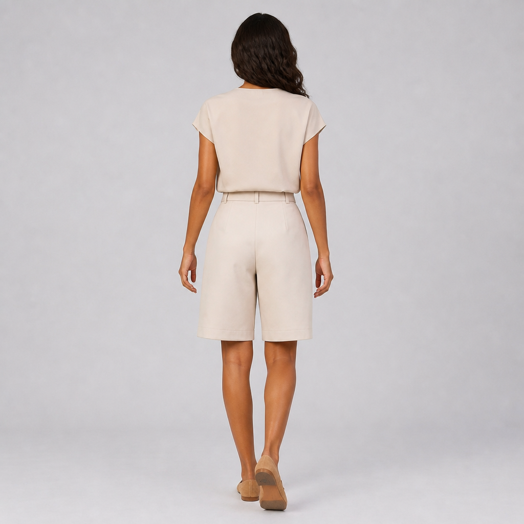 Women's Beige Bermuda Shorts – Tailored Shorts Women