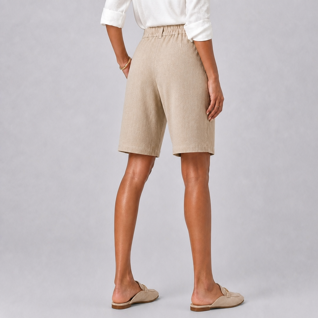 Women's Beige Cotton Bermuda Shorts – Tailored Women's Shorts