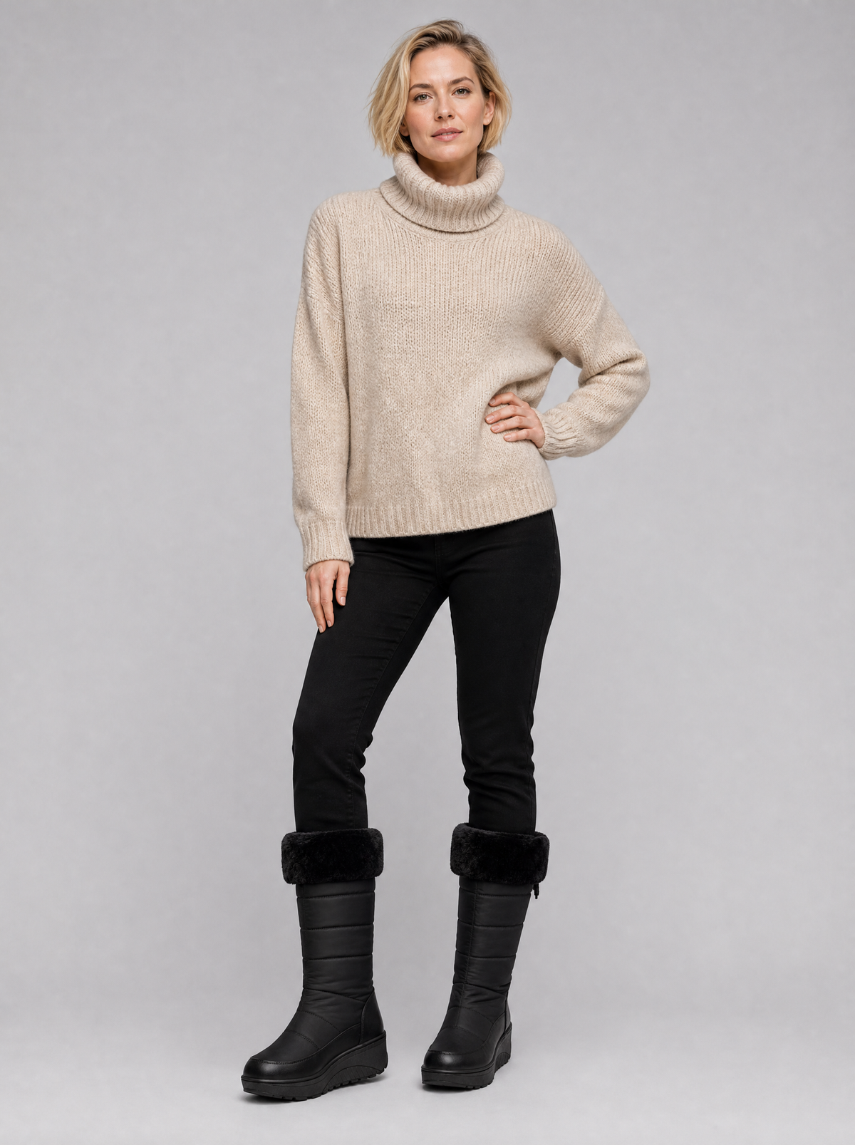 Women's Faux Fur Quilted Winter Mid Calf Boots - product view 1