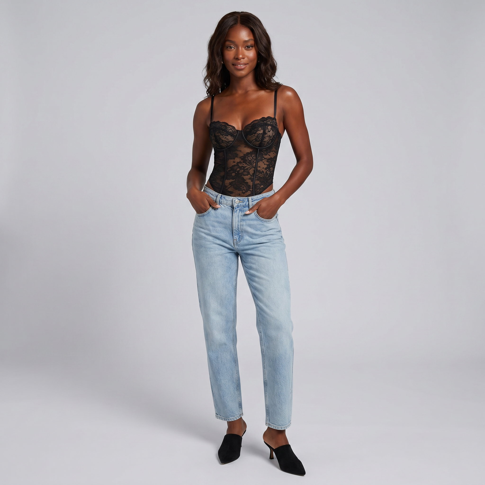Women's Black Lace Corset Top – Going Out Party Bustier Top
