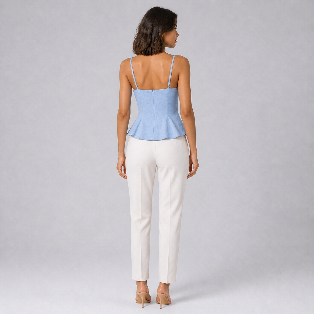 Women's Blue Babydoll Top – Elegant Lace Camisole