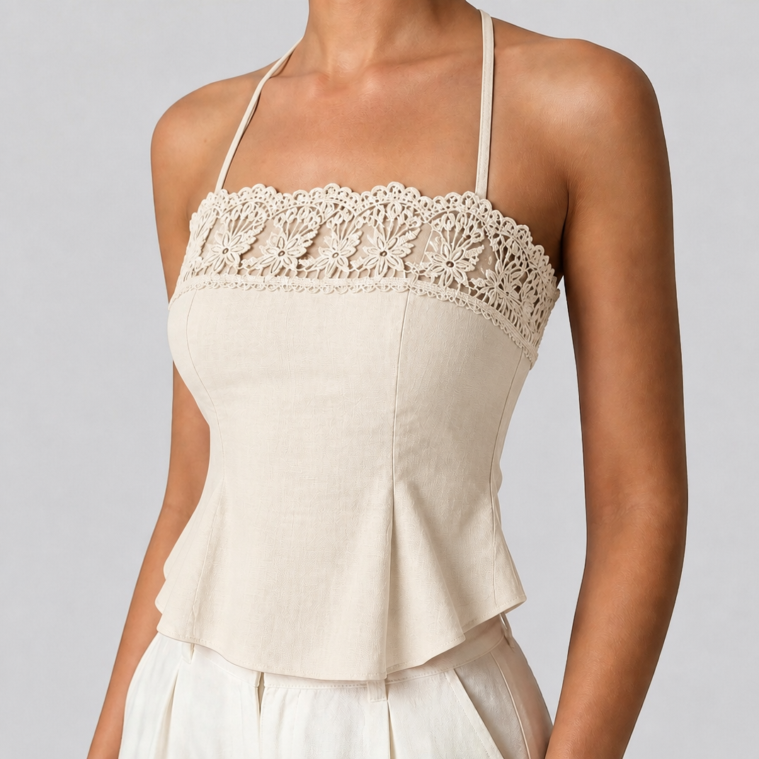 Women's Blue Babydoll Top – Elegant Lace Camisole