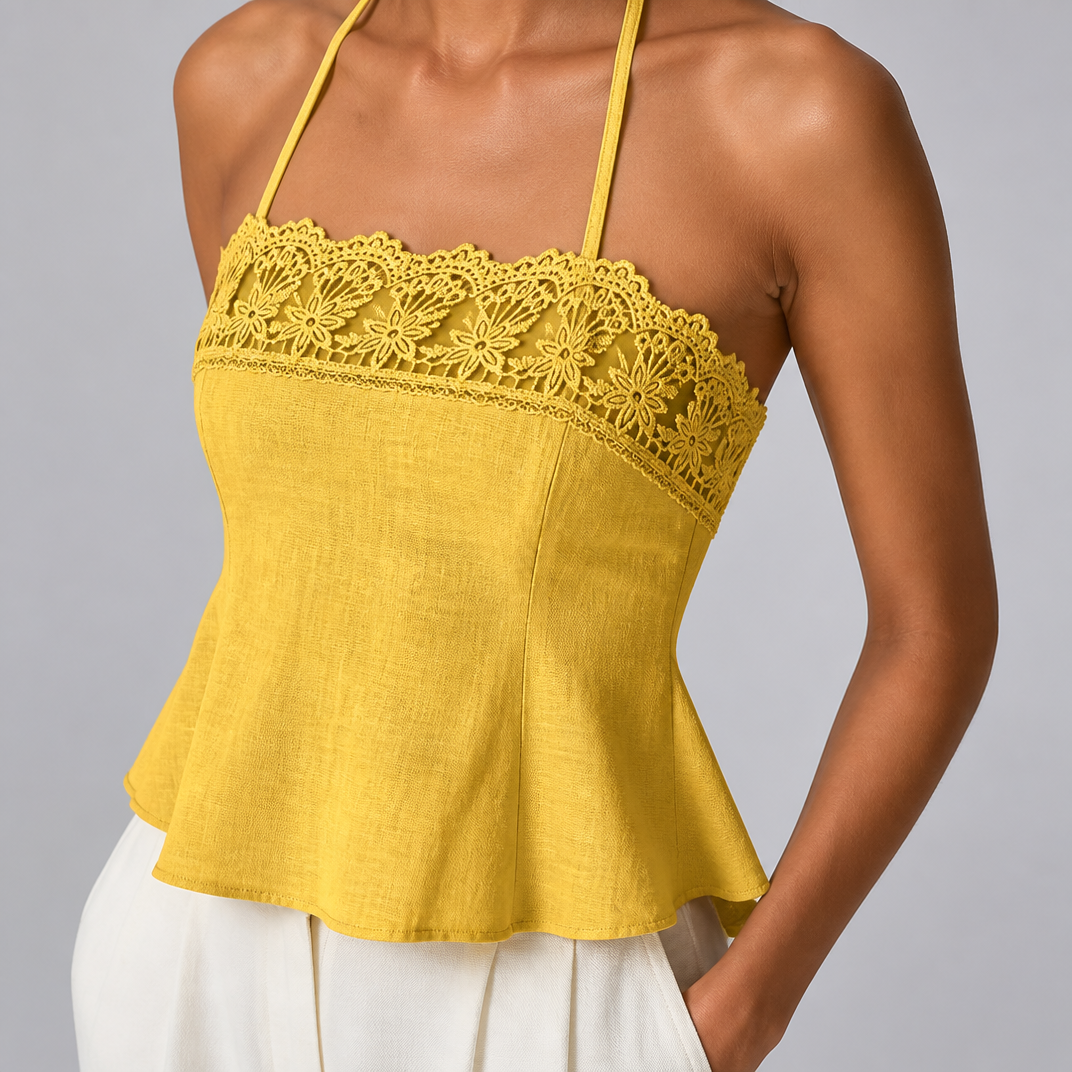 Women's Blue Babydoll Top – Elegant Lace Camisole