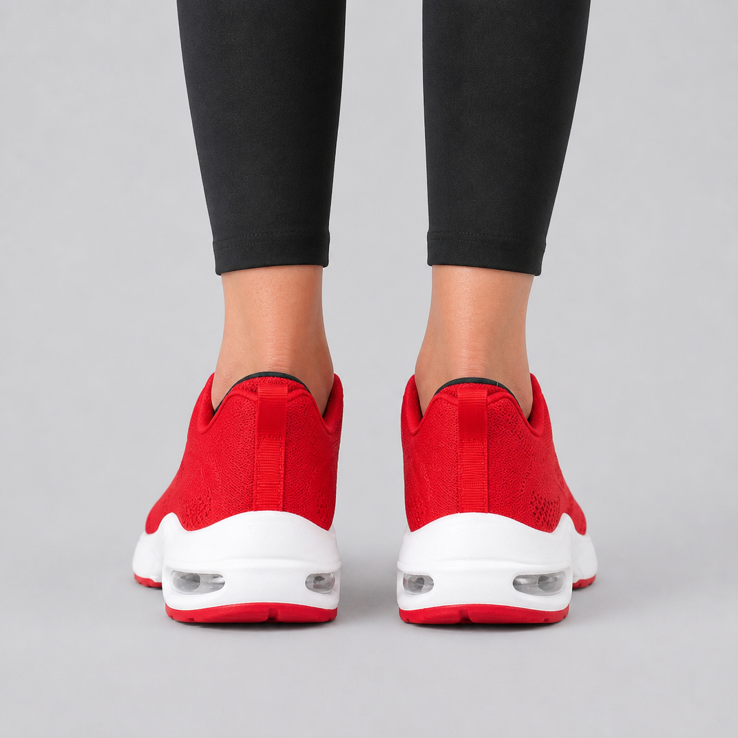 Women's Red Mesh Trainers – Air Cushion Comfort