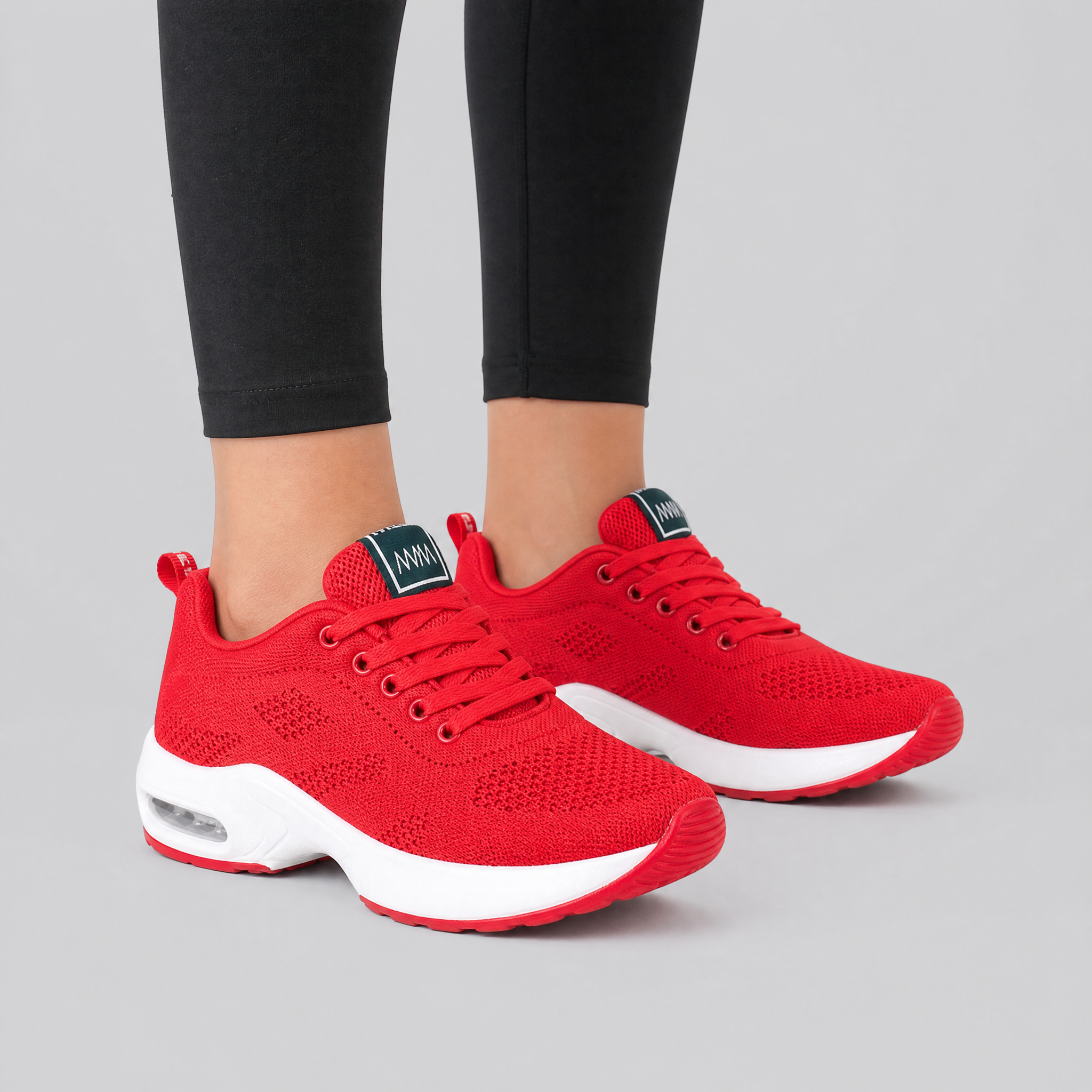Women's Red Mesh Trainers – Air Cushion Comfort
