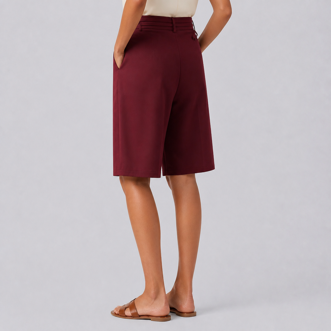 Women's Buckled Tailored Bermuda Shorts – High Waisted Women's Shorts