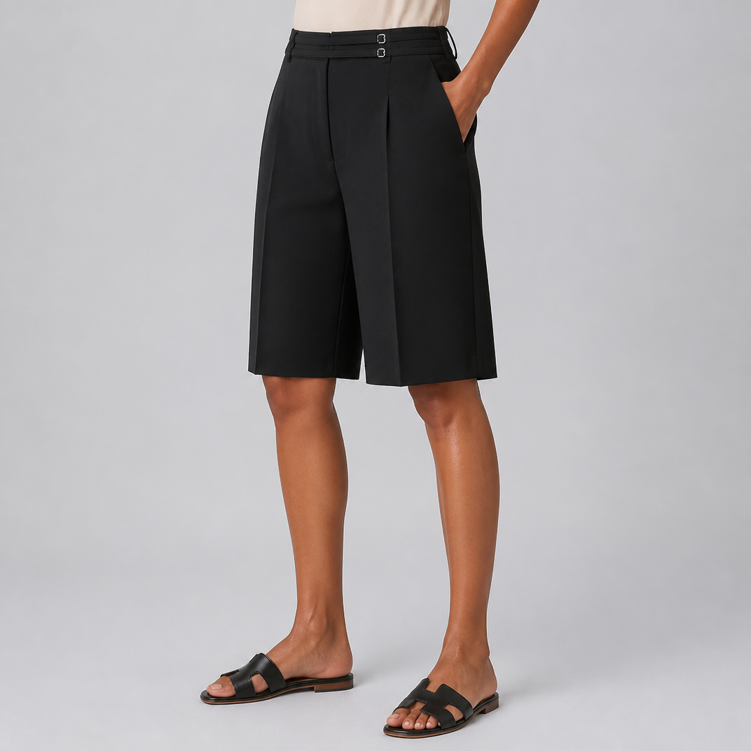 Women's Buckled Tailored Bermuda Shorts – High Waisted Women's Shorts