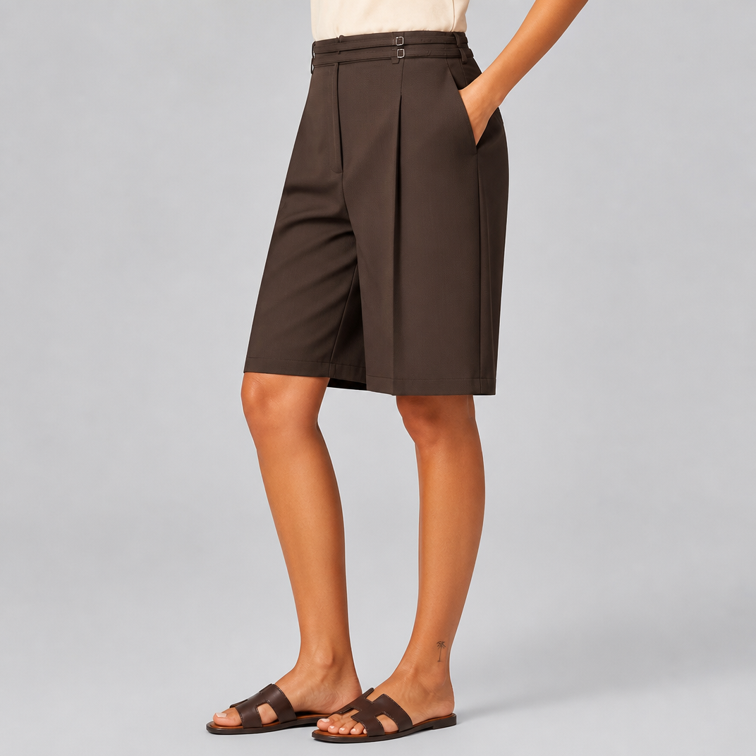 Women's Buckled Tailored Bermuda Shorts – High Waisted Women's Shorts