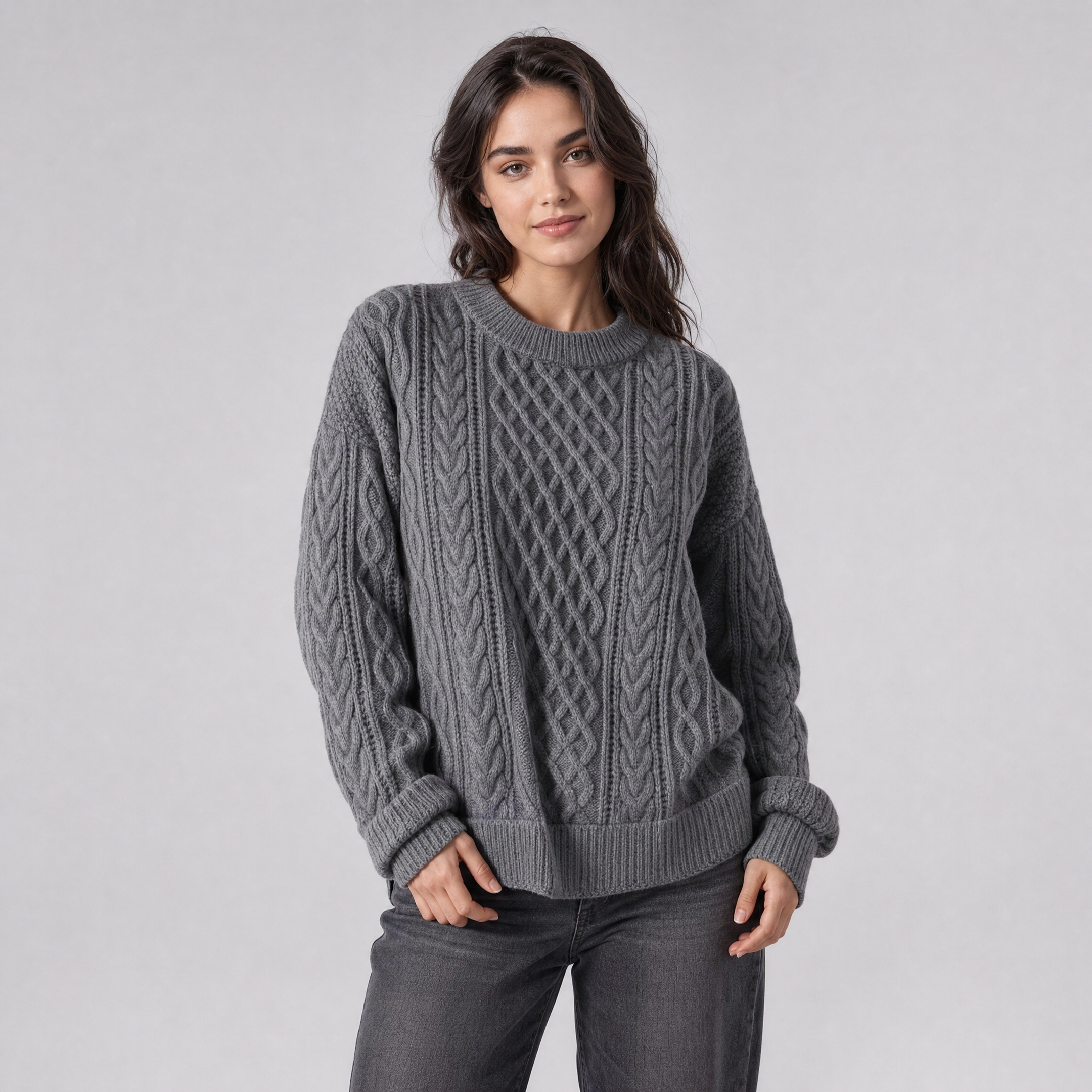 Womens Cable Knit Jumper – Oversized Autumn Pullover