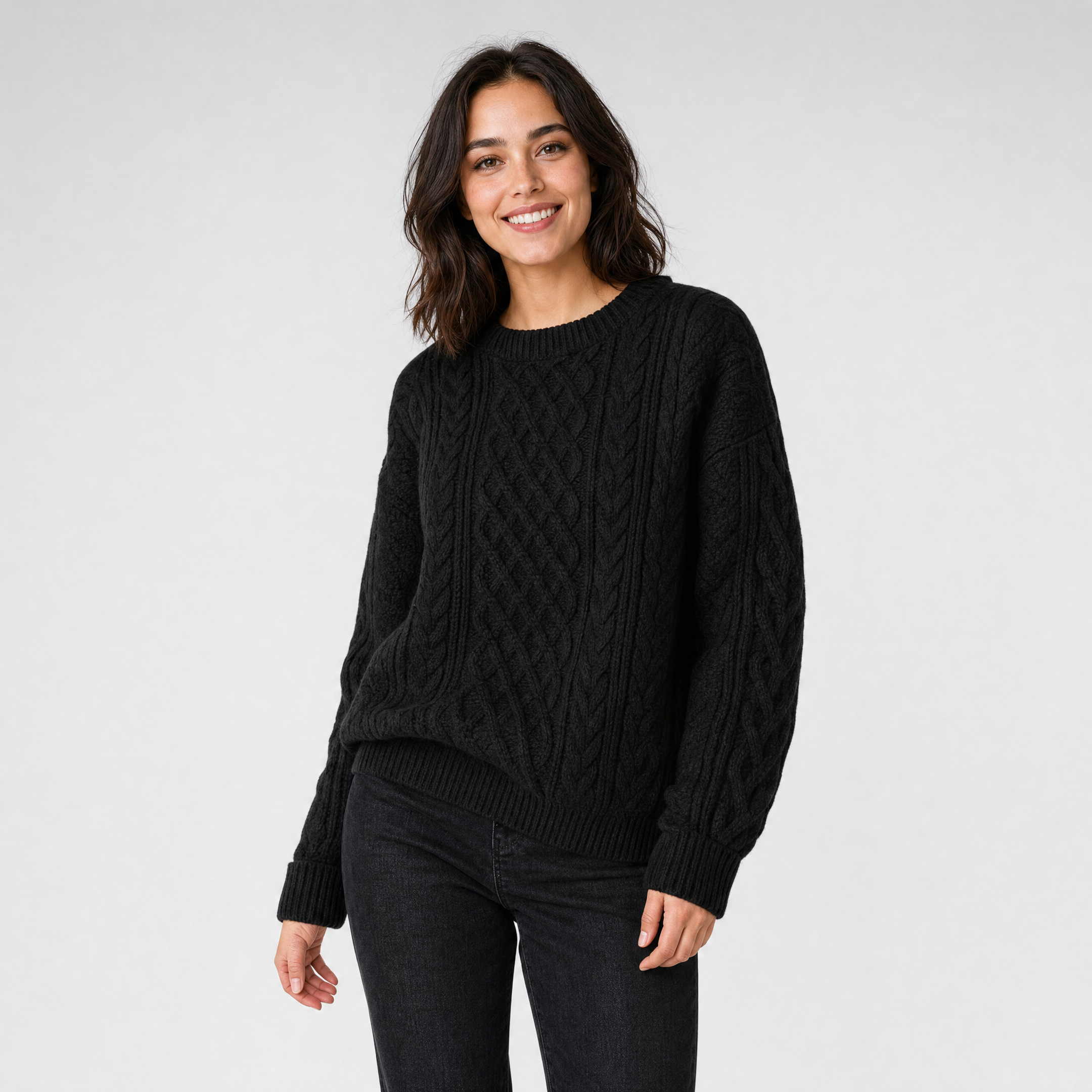 Womens Cable Knit Jumper – Oversized Autumn Pullover