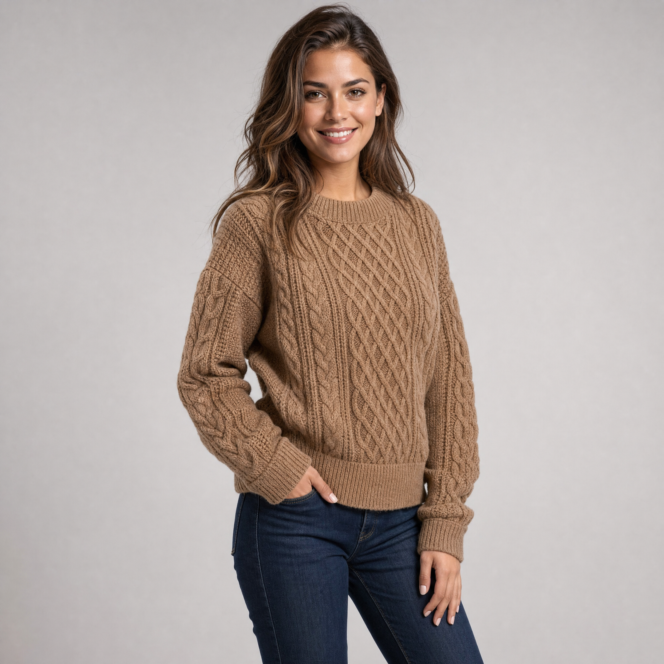 Womens Cable Knit Jumper – Oversized Autumn Pullover