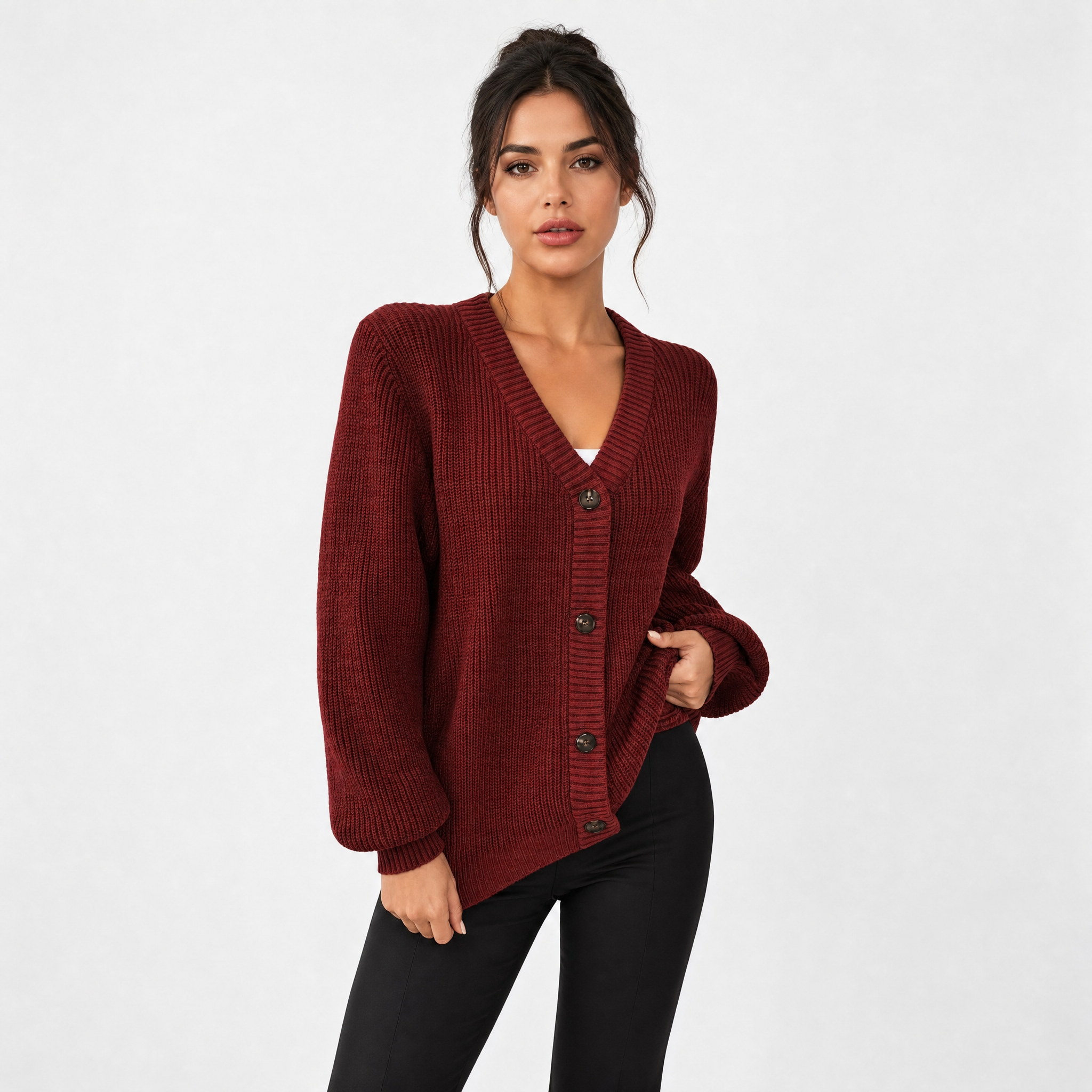 Women's Chunky Knit Cardigan – Oversized Winter Jumper