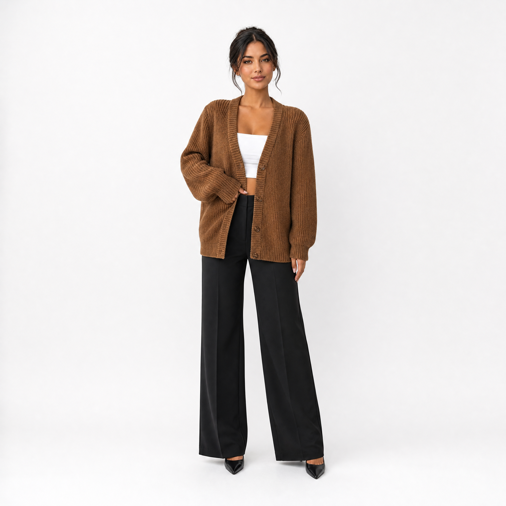 Women's Chunky Knit Cardigan – Oversized Winter Jumper