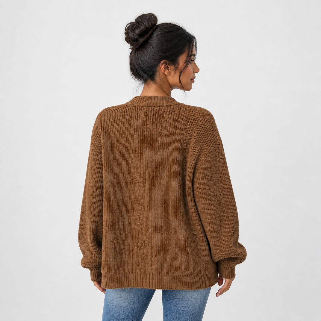 Women's Chunky Knit Cardigan – Oversized Winter Jumper