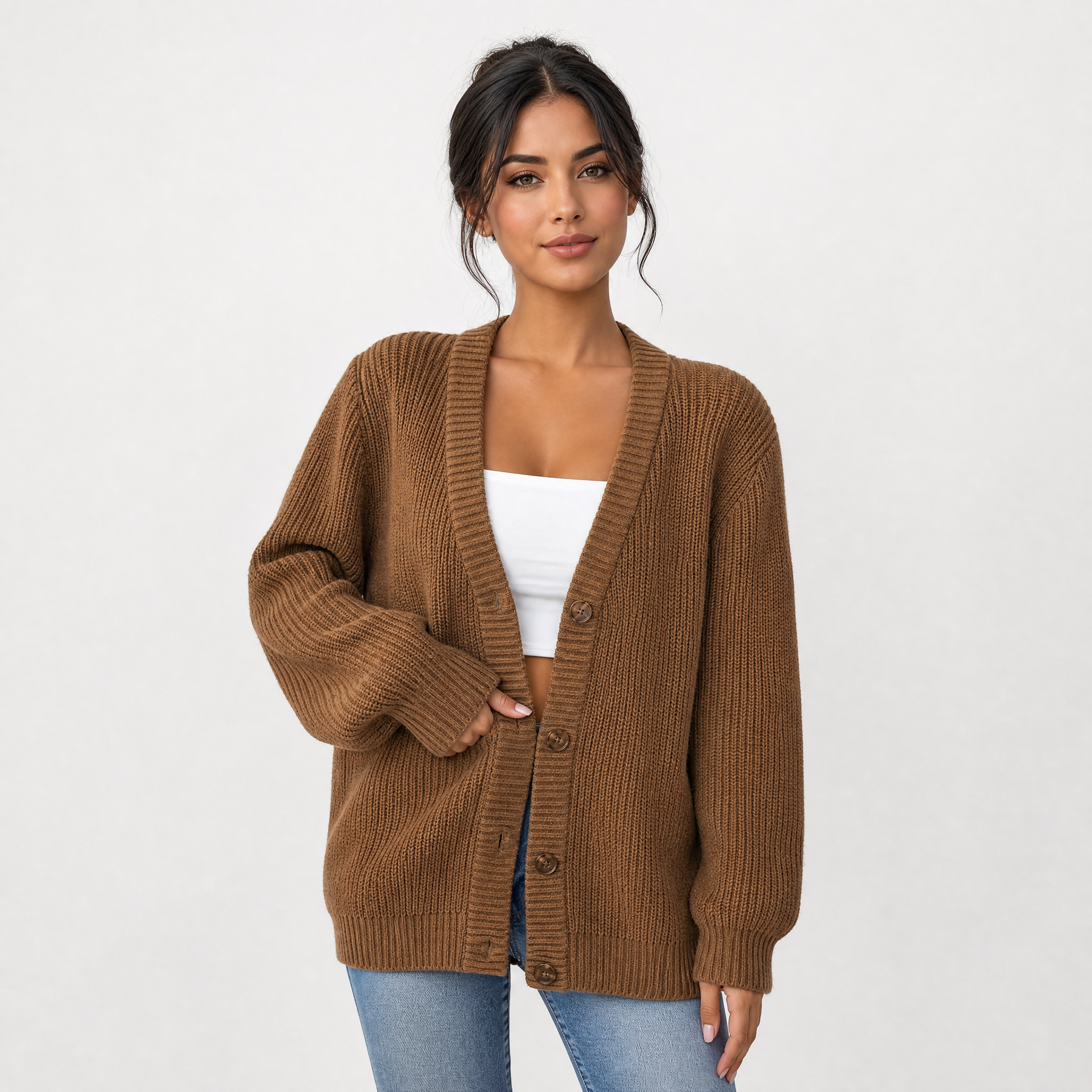 Women's Chunky Knit Cardigan – Oversized Winter Jumper