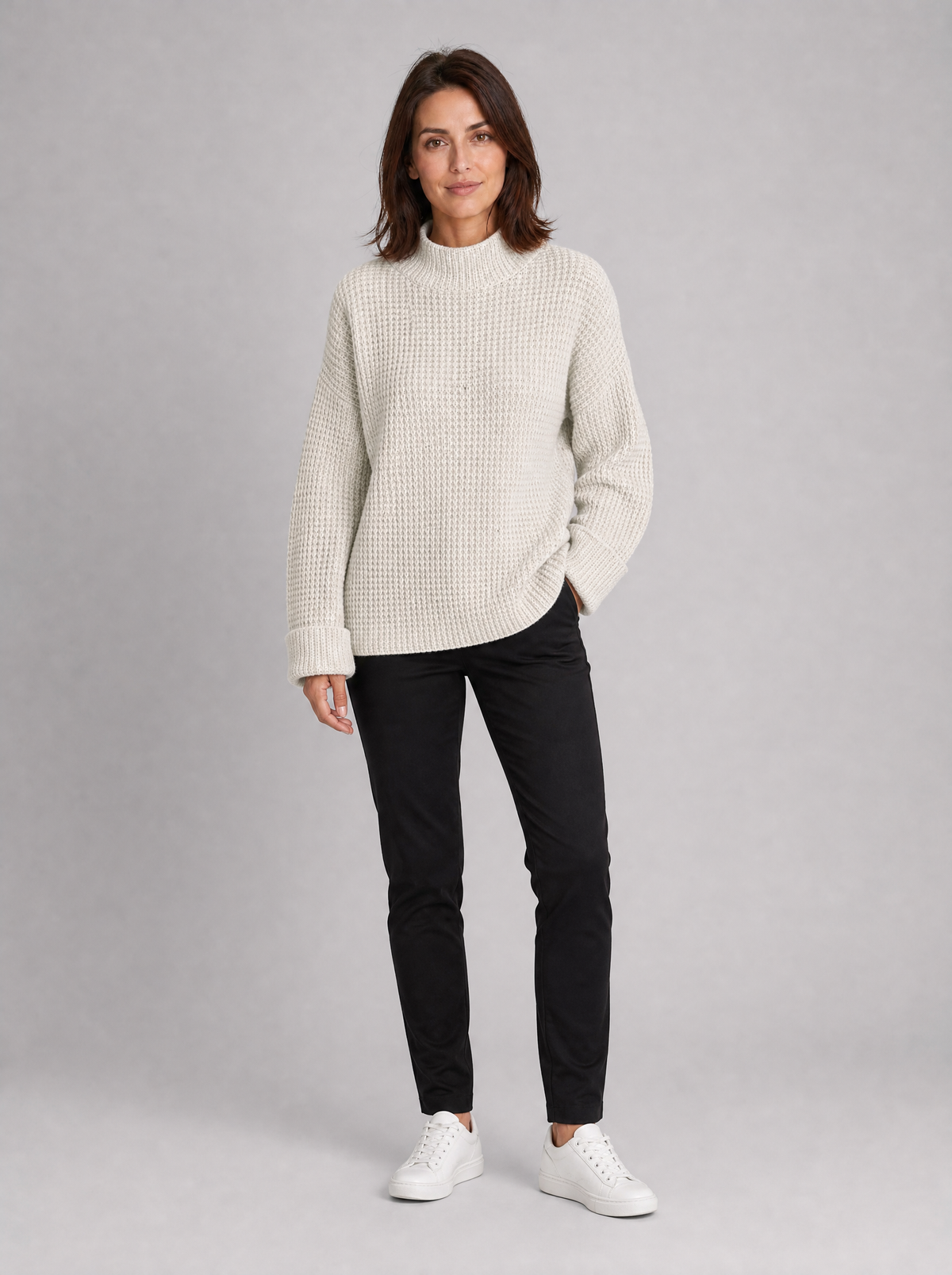 Women's Chunky Rib Knit Mock Neck Relaxed Jumper - product view 1