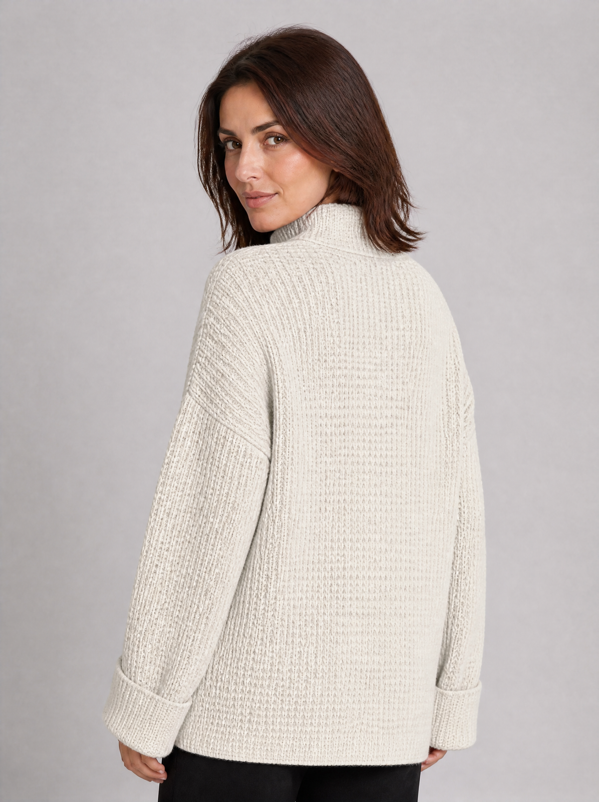 Women's Chunky Rib Knit Mock Neck Relaxed Jumper - product view 4