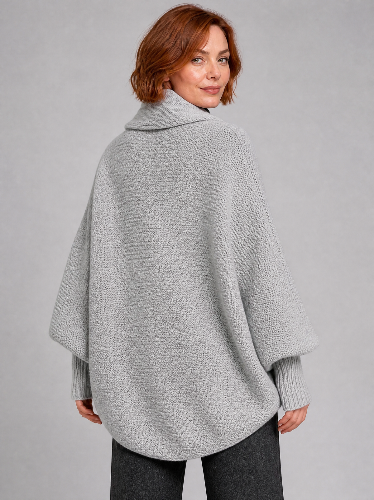 Women's Chunky Rib Open Front Pockets Relaxed Cardigan - product view 4