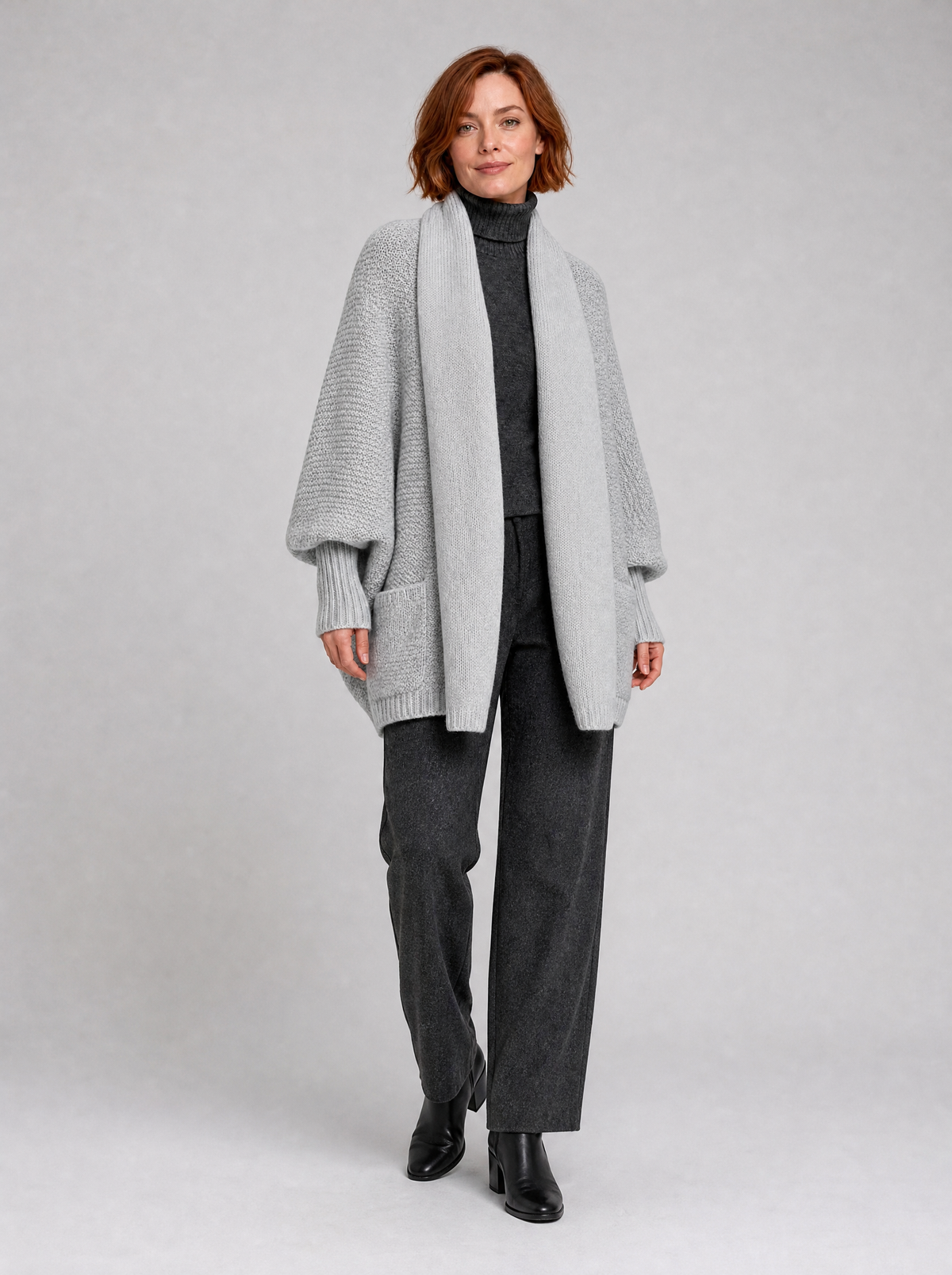 Women's Chunky Rib Open Front Pockets Relaxed Cardigan - product view 1