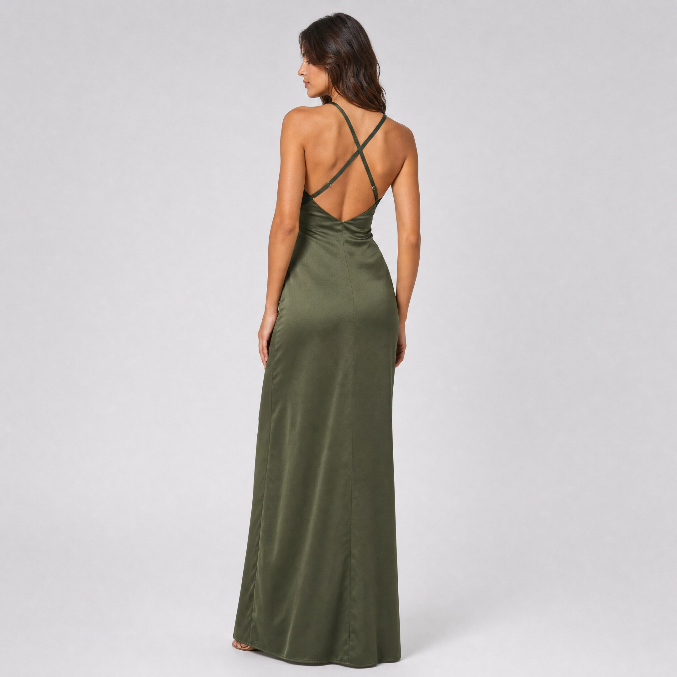 Women's Color Block Halter Maxi Dress – Satin Wedding Guest Gown