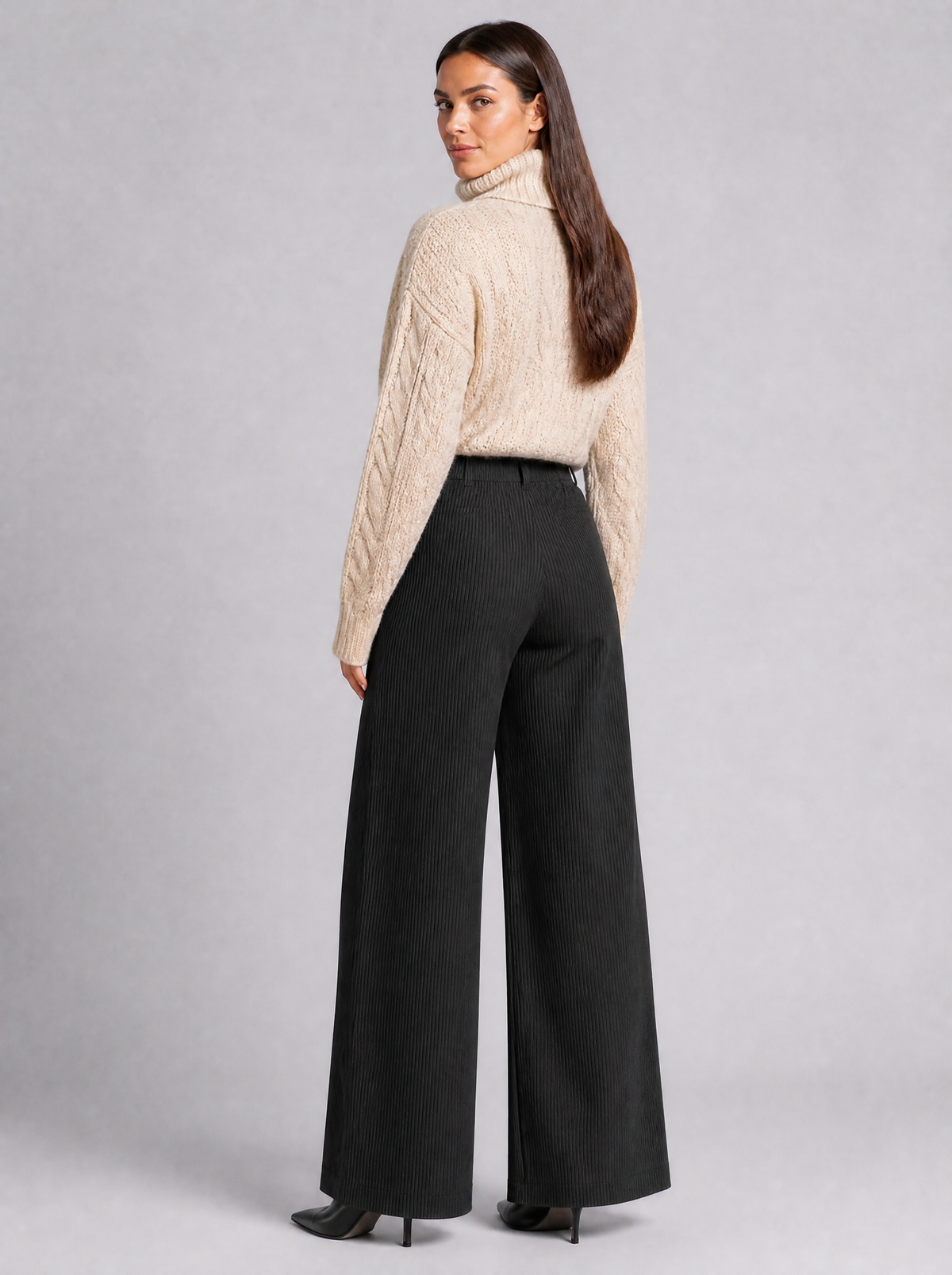 Women's Corduroy High-Waisted Wide-Leg Tailored Trousers - product view 2