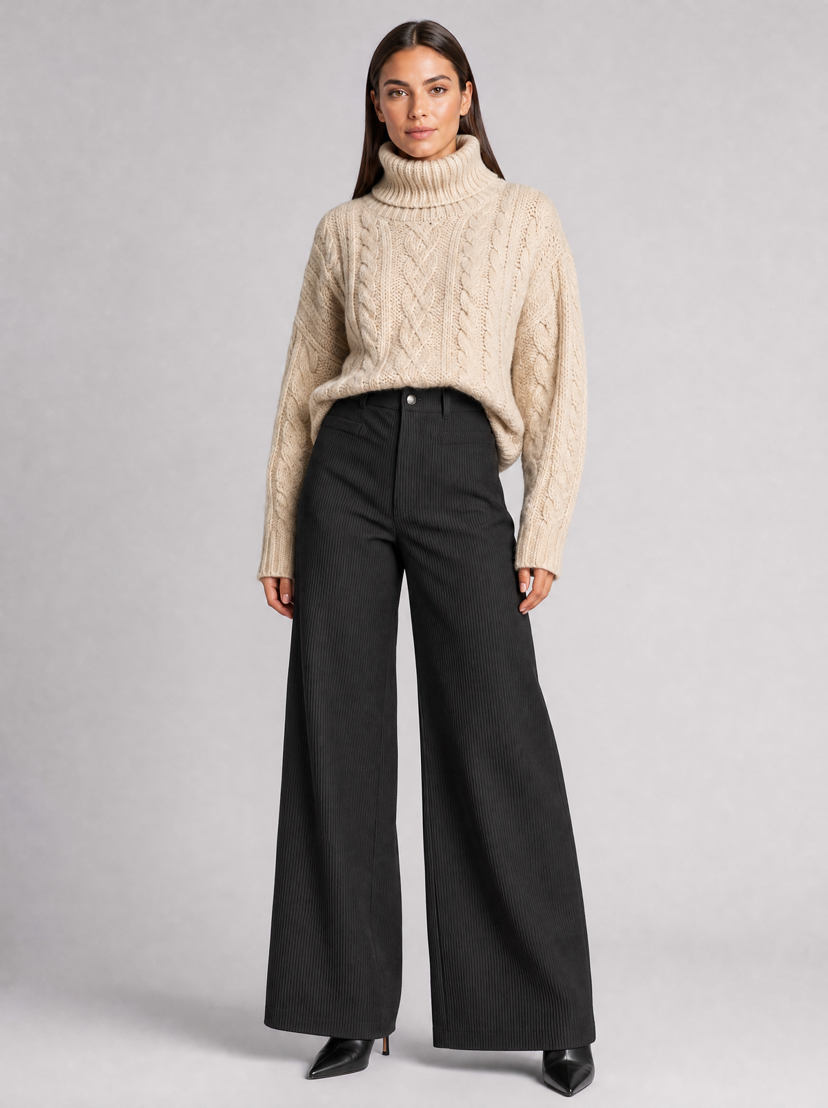 Women's Corduroy High-Waisted Wide-Leg Tailored Trousers - product view 1
