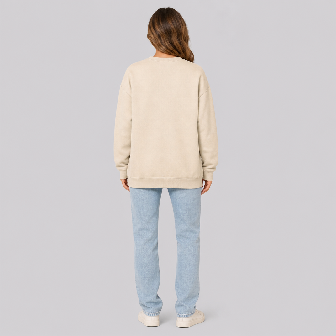 Women's Cotton Blend Animal Heart Relaxed Crew Neck Jumper