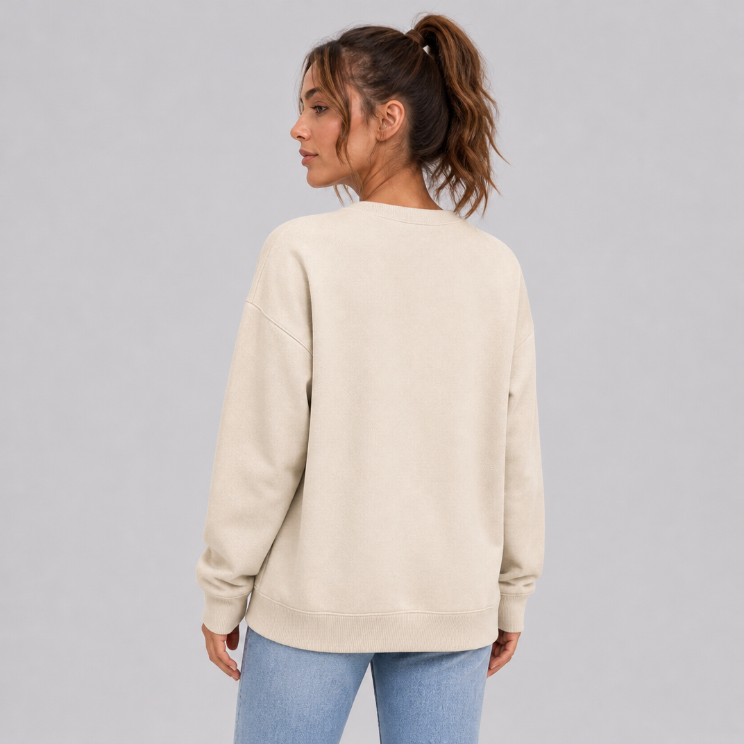 Women's Cotton Blend Animal Heart Relaxed Crew Neck Jumper
