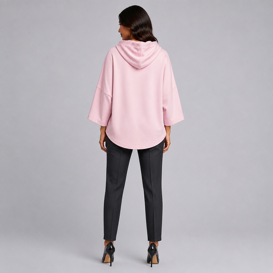 Women's Cotton Blend Graphic Print Hooded Oversized Top