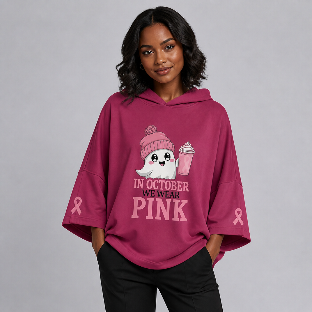 Women's Cotton Blend Graphic Print Hooded Oversized Top
