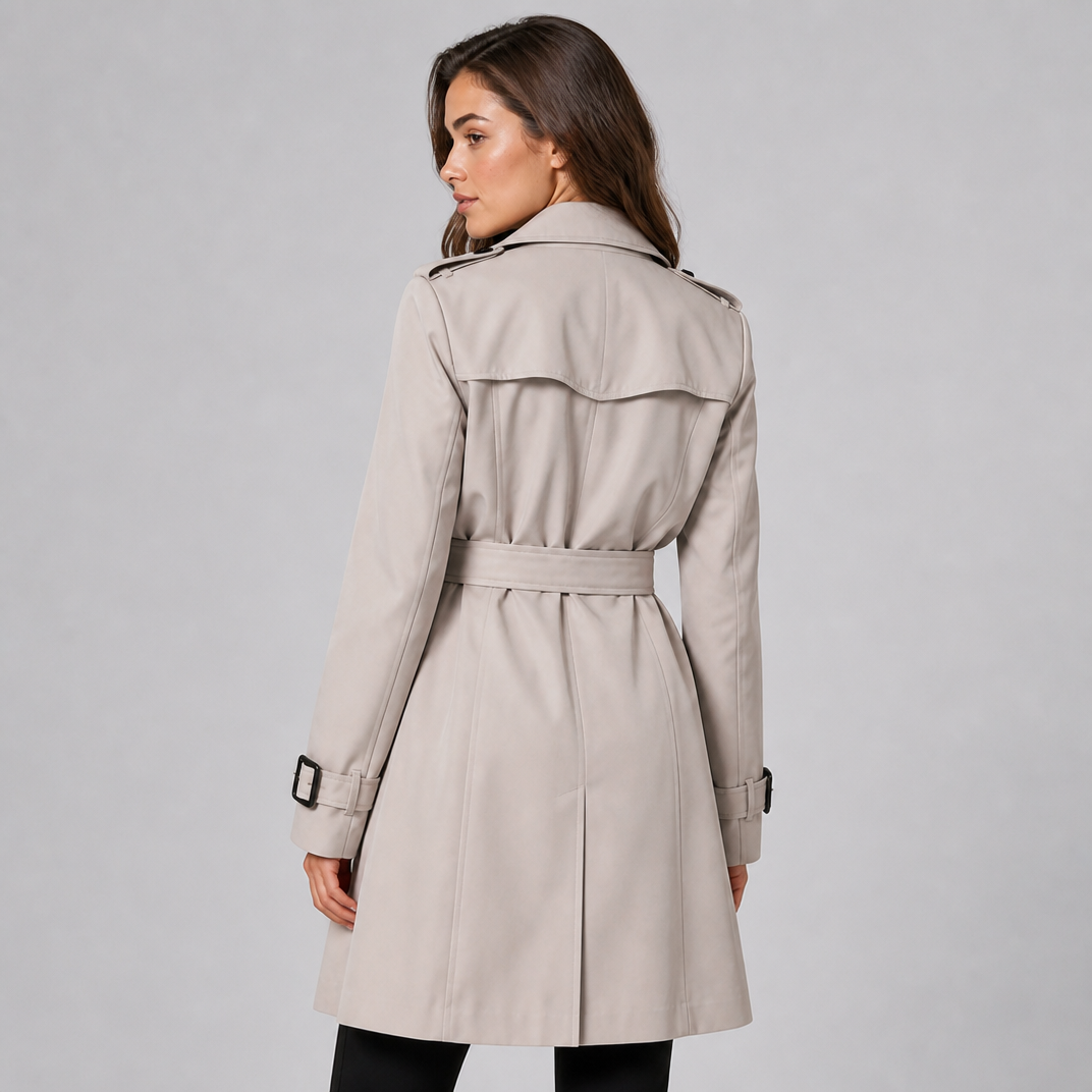 Women's Cotton Double-Breasted Trench Coat Belted Long Fit