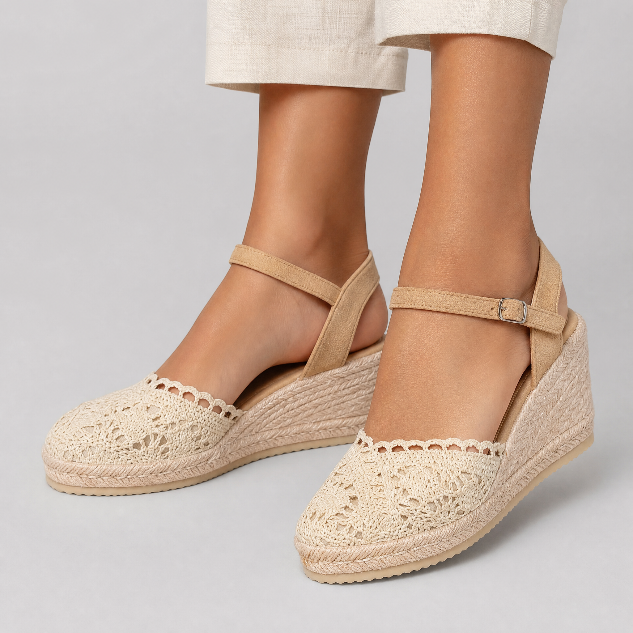 Women’s Crochet Espadrille Wedge Sandals